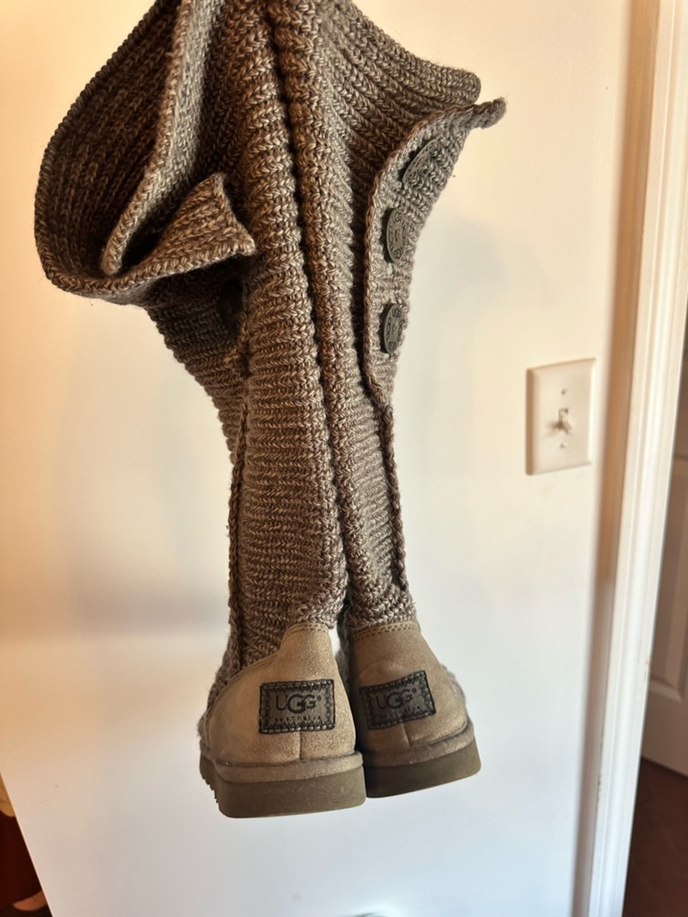 Women’s UGGS Knit Button Cuff Booties in Taupe - Picture 2 of 8